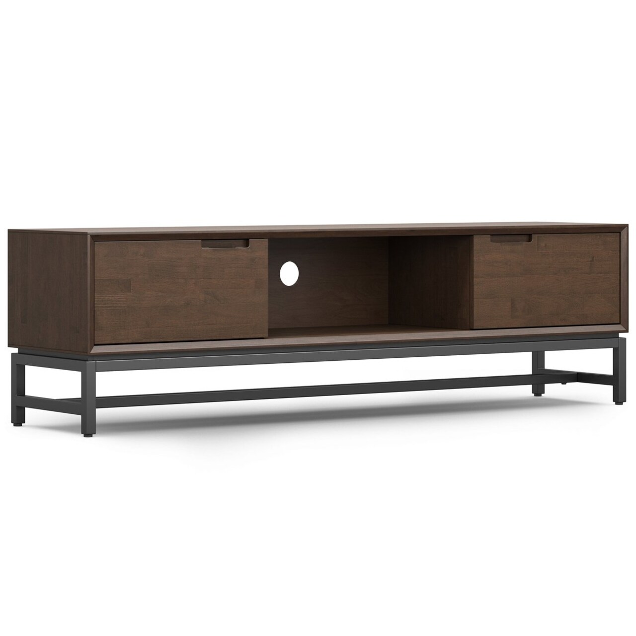 Banting 72 Inch Low Tv Stand Solid Rubberwood Mid Century Modern Metal Base